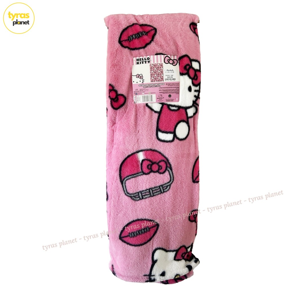 Hello Kitty Pink Football Throw Blanket Ultra Soft Faux Fur Sanrio 50x70 NWT